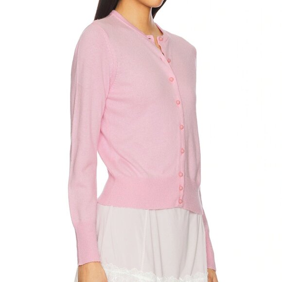 NEW GUIZIO Emelie Cropped Cardigan in Ballet Slipper Light Pink Long Sleeve Tee - Picture 2 of 7